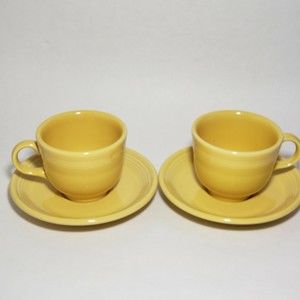 Fiesta Homer Laughlin Co. Yellow Tea Coffee Cup And Saucer Set of 2 USA